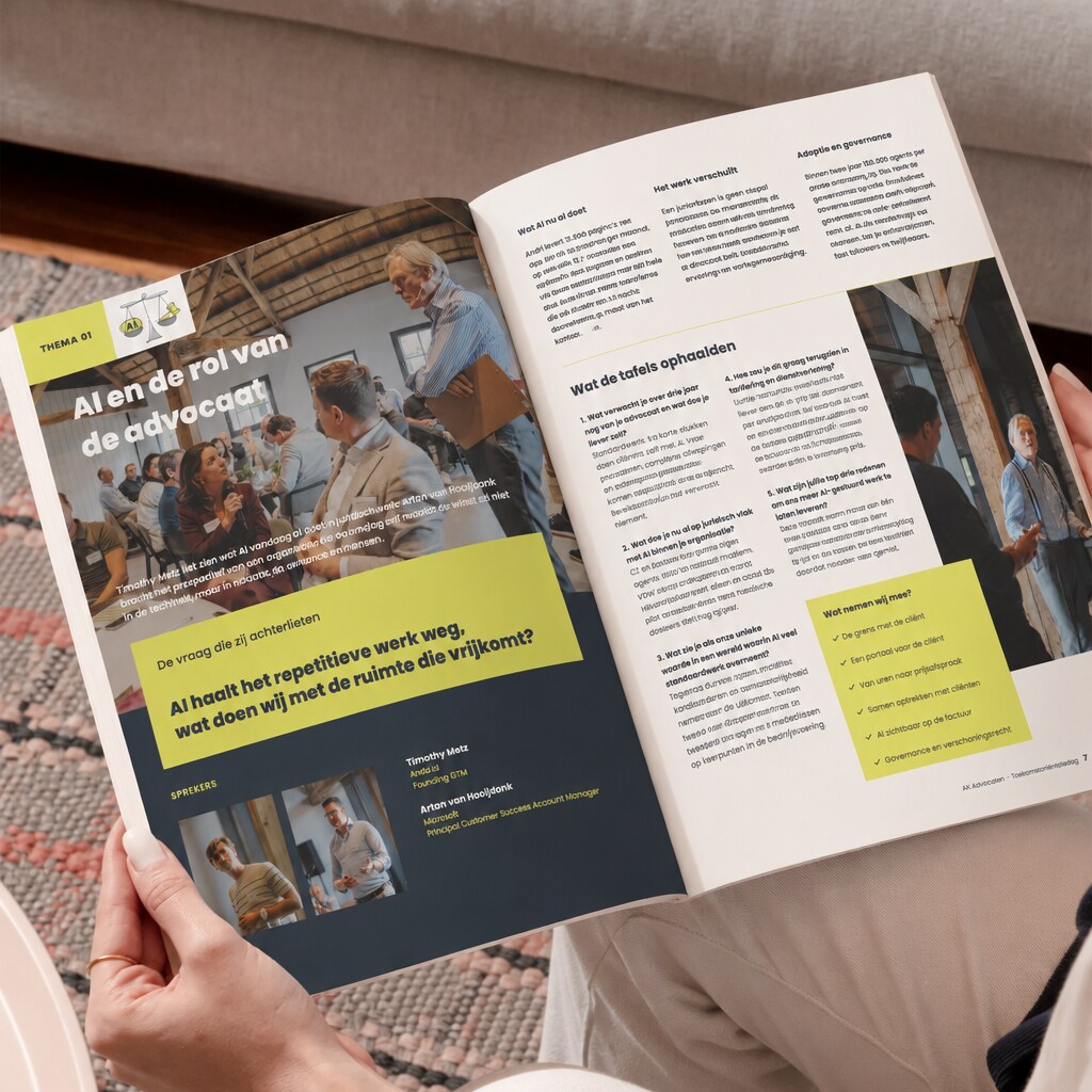 Spread uit het magazine van AK Advocaten over AI en de rol van de advocaat
