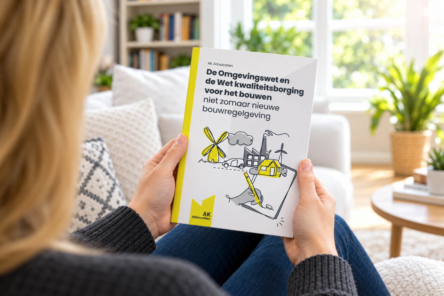 Lezer met het boek De Omgevingswet en de Wet kwaliteitsborging voor het bouwen van AK Advocaten